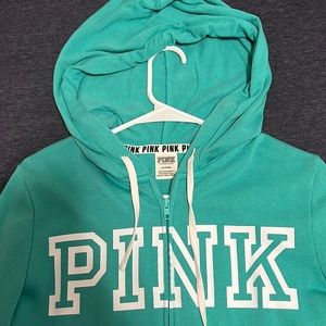 M PINK turquoise zip up hoodie